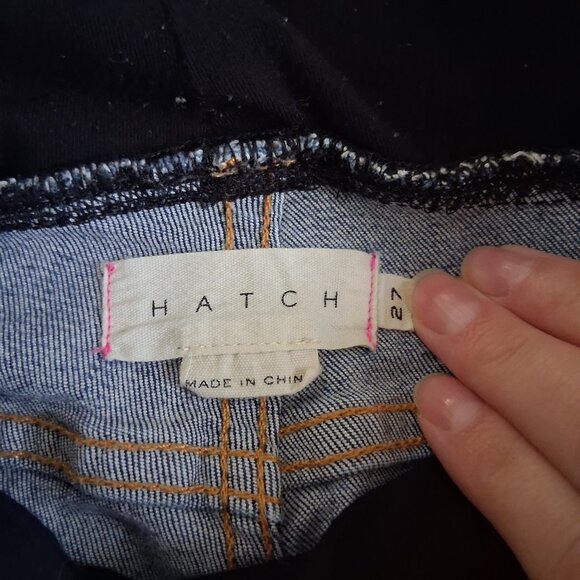 Hatch Women's Size 27 Indigo Medium Wash Over the Bump Slim Maternity Jean - Picture 5 of 13
